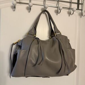 Aimee Kestenberg Gray Taupe Leather Handbag Excellent Condition Gold Hardware